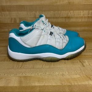 Nike Air Jordan Retro 11 GS Low Aqua Turbo Green Safari 580521 143 7Y Womens 8.5
